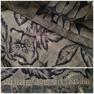 Adrienne Vittadini Vintage Silk Scarf Gold and Olive Floral Dressy or Casual